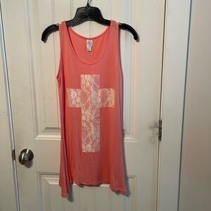 Not of this World Coral Tunic Cross Tank Size Small EUC